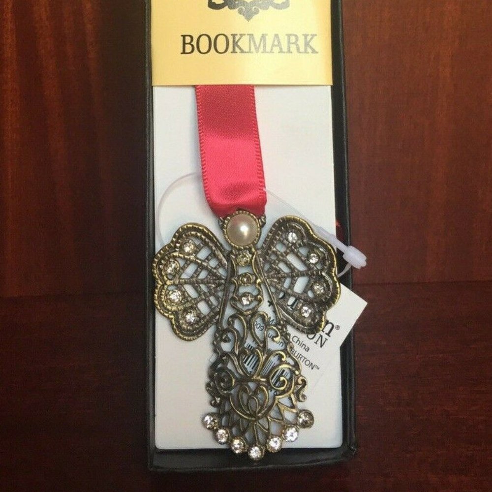 Burton and Burton Angel Ribbon Bookmark Red Pewter with Box